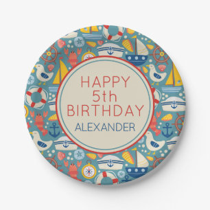 Cute Nautical Marine Sea Life Personalized Paper Plates