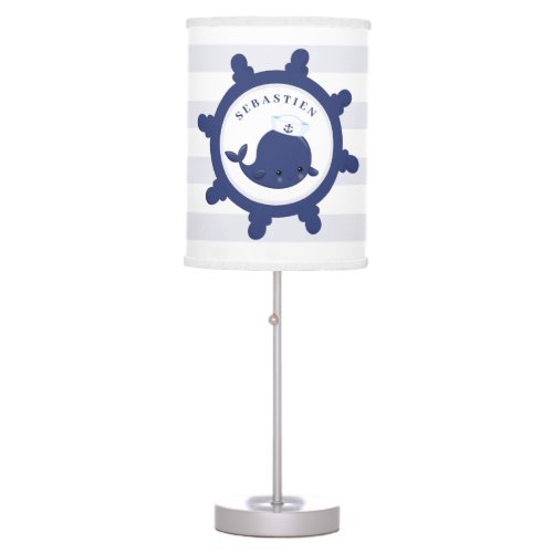 Cute Nautical Navy Whale Baby Boys Nursery Table Lamp