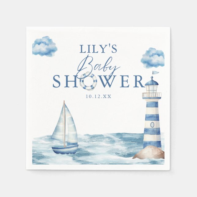 Cute Nautical Ocean Baby Shower Napkins (Front)