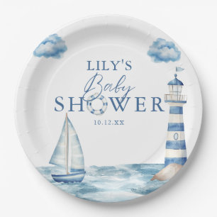 Cute Nautical Ocean Baby Shower Paper Plates