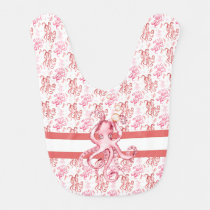 Cute Nautical Ocean Life Octopus Print Baby Girl Bib