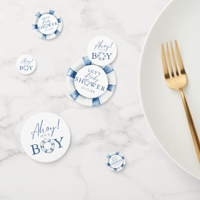 Cute Nautical Ocean Lifebuoy Baby Shower Confetti (Group)