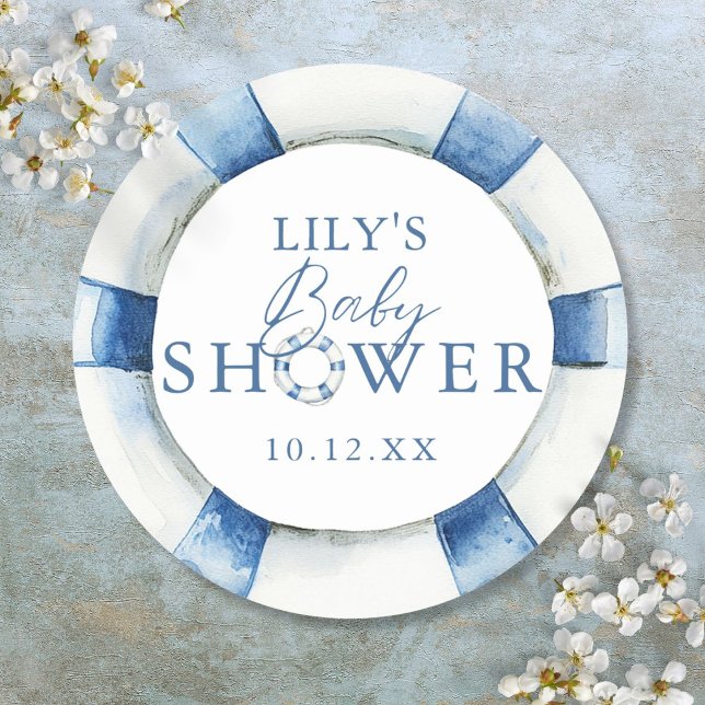 Cute Nautical Ocean Lifebuoy Baby Shower Favor Classic Round Sticker (Cute Nautical Ocean Lifebuoy Baby Shower Favor Classic Round Sticker)