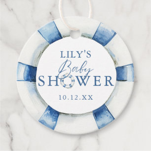 Cute Nautical Ocean Lifebuoy Baby Shower Favor Tags