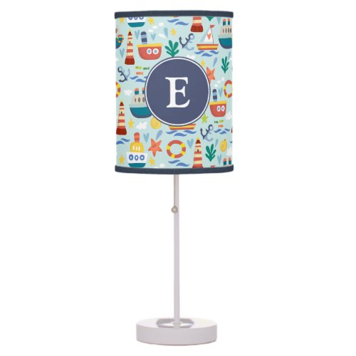 Cute Nautical Pattern Monogram Lamp