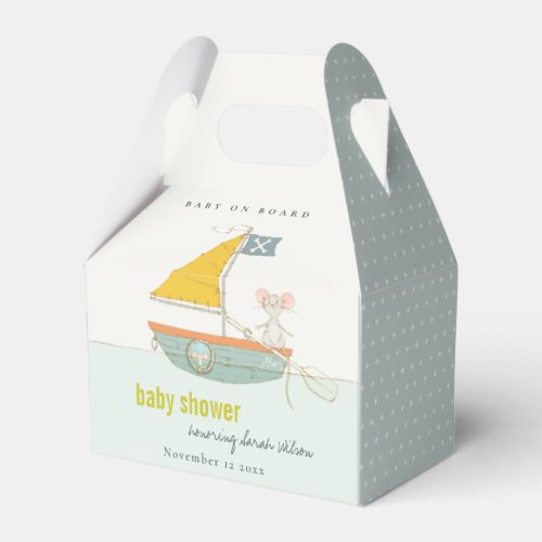 Cute Nautical Pirate Mouse Sailboat Baby Shower Favor Boxes