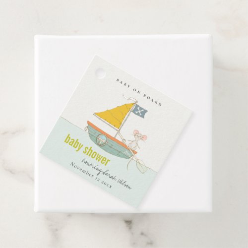 Cute Nautical Pirate Mouse Sailboat Baby Shower Favor Tags