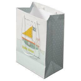 Cute Nautical Pirate Mouse Sailboat Baby Shower  Medium Gift Bag