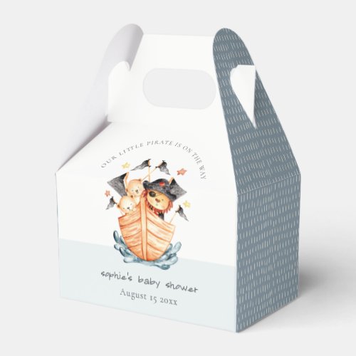 Cute Nautical Pirate Ship Lion Cub Baby Shower Favor Boxes