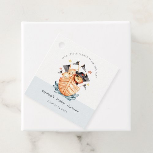 Cute Nautical Pirate Ship Lion Cub Baby Shower Favor Tags