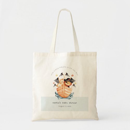 Cute Nautical Pirate Ship Lion Cub Baby Shower Tote Bag