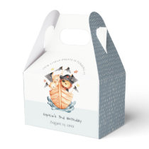 Cute Nautical Pirate Ship Lion Cub Kids Birthday Favor Boxes
