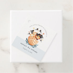 Cute Nautical Pirate Ship Lion Cub Kids Birthday Favor Tags