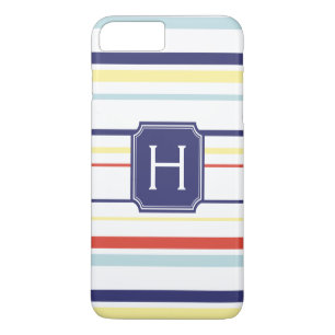 Cute nautical preppy stripes pattern monogram iPhone 8 plus/7 plus case