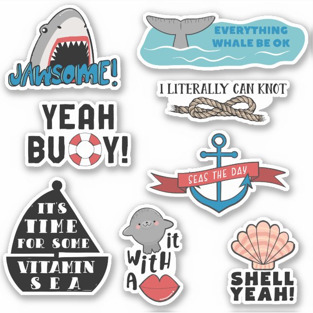 Cute Nautical Puns Sticker (Front)