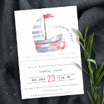 Cute Nautical Red Blue Sailboat Kids Birthday Invitation<br><div class="desc">A Cute Nautical Pastel Red Blue Sailboat Theme Collection.- it's an Elegant Simple Minimal watercolor Illustration of pastel red and blue sailboat with waves, perfect for your coastal baby shower and little ones birthday parties. It’s very easy to customize, with your personal details. If you need any other matching product...</div>