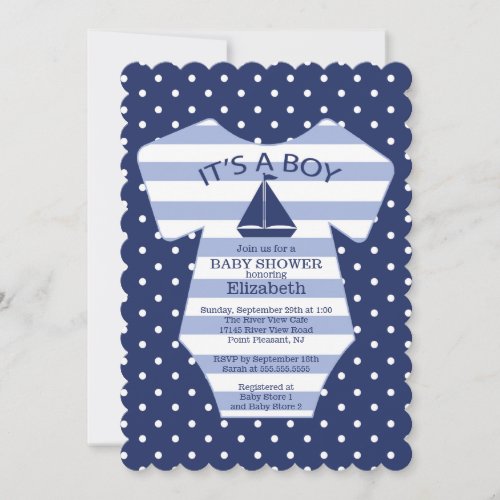 Cute Nautical Sailboat Baby Shower Invitation