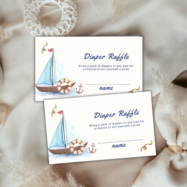 Cute Nautical Sailboat Diaper Raffle Baby Shower  Enclosure Card (Cute Nautical Sailboat Diaper Raffle Baby Shower Enclosure Card)