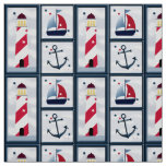 Cute Nautical Sailboat Lighthouse Anchor Fabric