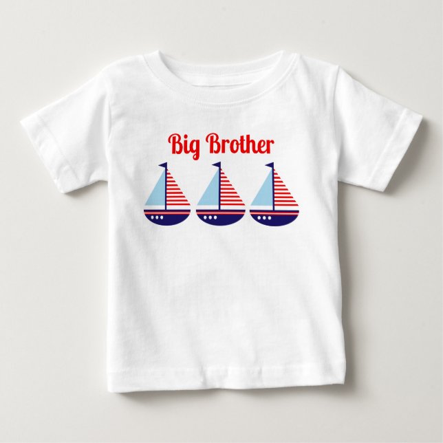 Cute Nautical Sailboat Personalized Kids Baby T-Shirt (Front)