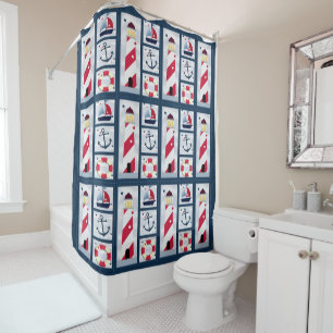 Cute Nautical Sailing Design Shower Curtain