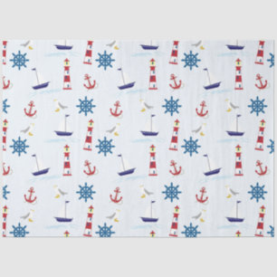 Cute Nautical Sailing Pattern Decoupage Tissue Paper