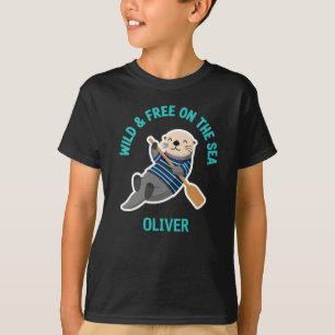 Cute Nautical Sea Animal "Wild and Free Otter" T-Shirt