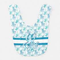 Cute Nautical Sea Life Octopus Pattern Baby Boy Bib
