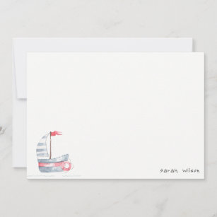 Sailboat Personalized Kids Notecards