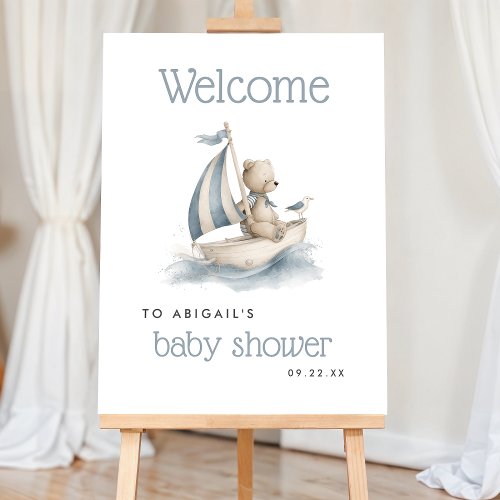 Cute Nautical Teddy Bear Baby Shower Welcome