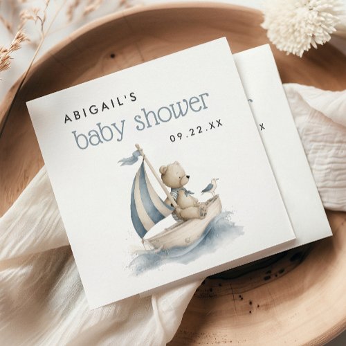 Cute Nautical Teddy Bear Boys Baby Shower