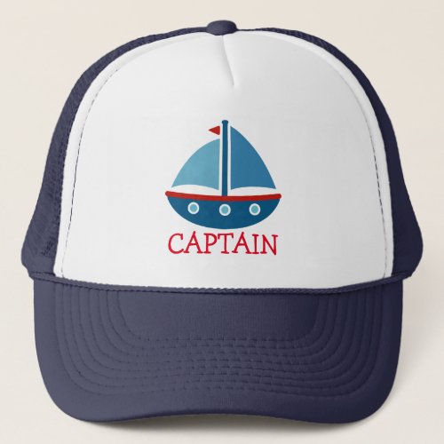 Cute nautical toy boat trucker hat for kids