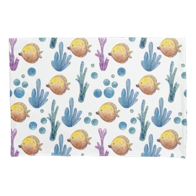 Cute Nautical Tropical Fish Sea Ocean Pattern Pillow Case (Front)