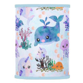 Cute Nautical Watercolor Whale Narwhal Jellyfish Lamp Shade (Right)