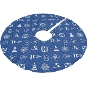 Cute Nautical Waves Pattern Brushed Polyester Tree Skirt