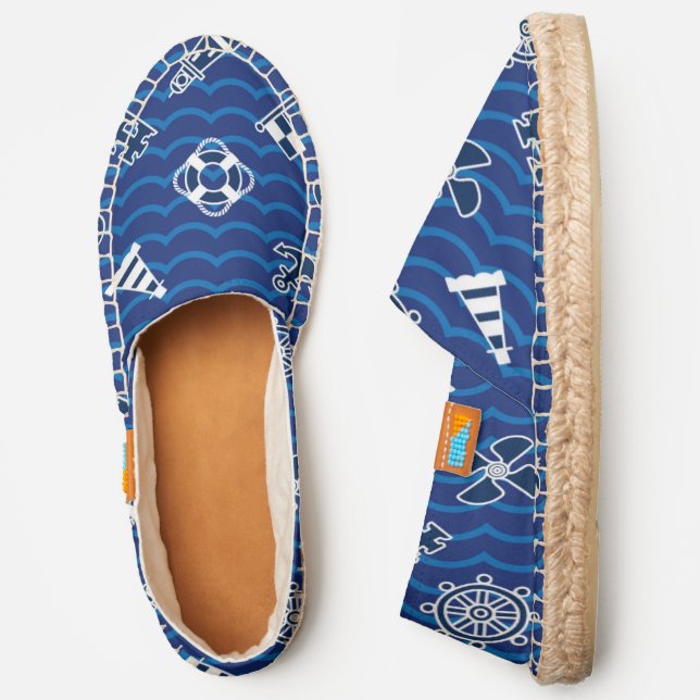 Cute Nautical Waves Pattern Espadrilles (Side)
