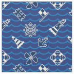 Cute Nautical Waves Pattern Fabric