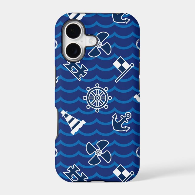 Cute Nautical Waves Pattern Iphone Case (Back)