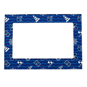 Cute Nautical Waves Pattern Magnetic Photo Frame