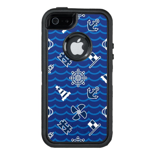 Cute Nautical Waves Pattern Otterbox iPhone Case (Back)