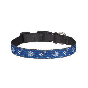 Cute Nautical Waves Pattern Pet Collar