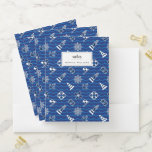 Cute Nautical Waves Pattern Pocket Folder