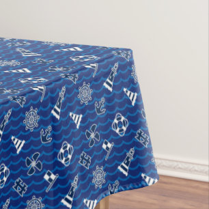 Cute Nautical Waves Pattern Tablecloth