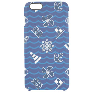 Cute Nautical Waves Pattern Clear iPhone 6 Plus Case