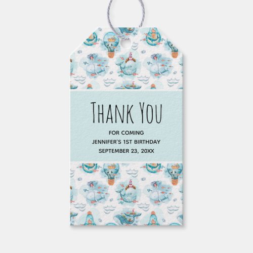 Cute Nautical Whales Watercolor Pattern Gift Tags