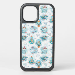 Cute Nautical Whales Watercolor Pattern OtterBox Symmetry iPhone 12 Case