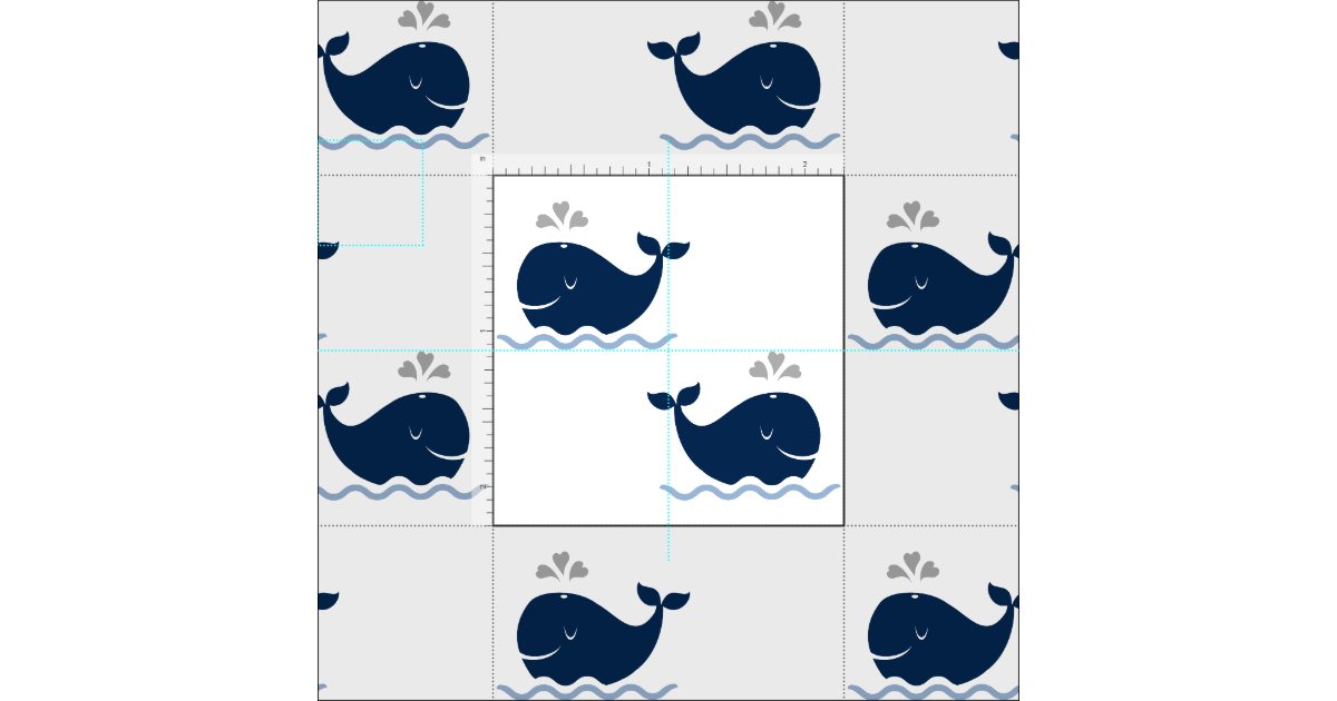 Cute Navy Blue and White Nautical Whales Pattern Fabric | Zazzle