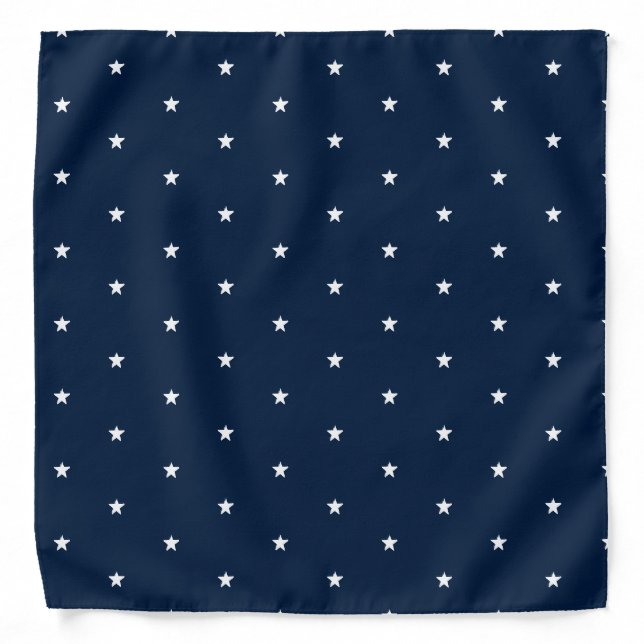 Cute navy blue and white stars polka dot pattern bandana (Front)