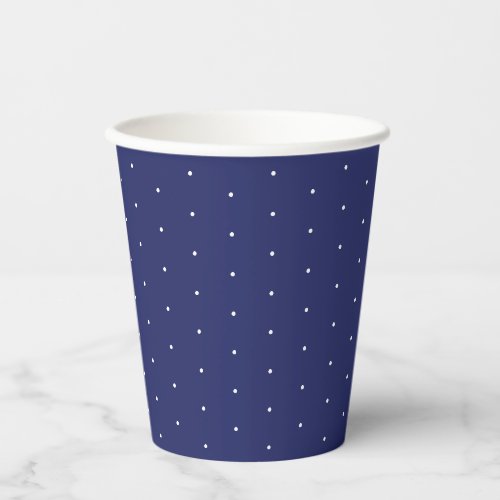 Cute navy blue and white tiny polka dots elegant paper cups