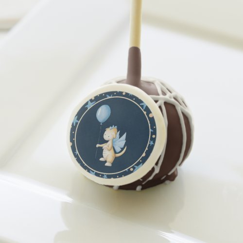 Cute Navy Blue Baby Dragon with Balloon Boy Party Cake Pops